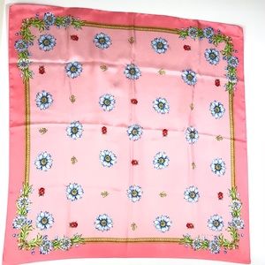 VINTAGE ECHO Ladybug Floral Bees Square Silk SCARF